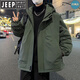 JEEP SPIRIT加肥加大棉衣男薄款寬松大碼男裝冬季胖子羽絨棉服特大號200斤潮6 灰綠 5XL 210-230斤