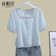 絲柏舍方領(lǐng)襯衫2026夏裝新款女繡花文藝單排扣顯瘦短袖上衣