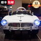 好來(lái)喜（Haolaixi）寶馬嬰兒童電動(dòng)車(chē)四輪復(fù)古老爺車(chē)遙控?fù)u擺寶寶汽車(chē)可坐人小孩玩具 頂配白+軟輪+搖擺+拉桿+遙控+電子助力+黑色皮座
