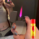 燃爵金屬漸變高級感粉色火焰充氣防風(fēng)打火機ins可愛(ài)女火機送男友禮物 灰白漸變單機+200ML口糧 套裝 1支