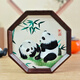 陌上桑蜀繡熊貓雙面刺繡擺件文創(chuàng  )禮品中國特色禮物送老外成都特產(chǎn)伴手禮 八邊形-竹子雙熊貓