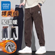 真維斯（Jeanswest）燈芯絨休閑長(cháng)褲子男士秋冬季新款加絨加厚寬松束腳運動(dòng)褲春秋款 咖色 加絨 L 【建議105-125斤】