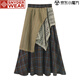 SNYDER WEAR2025新款復古半身裙女夏季不規(guī)則a字格子蕾絲拼接高腰顯瘦長裙子 咖格 S 建議95斤以下