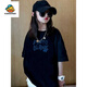 G.DUCKKIDS2025女童短袖恤純棉夏裝新款兒童大童半袖寬松黑色夏款半袖上衣洋 黑色圖2 150 cm