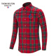 湯姆波爾頓 THOM BOLTON男士高端襯衫長(cháng)袖商務(wù)修身休閑紅色格子左胸刺繡免燙抗皺彈力襯衣 紅格左A XL / 180/52(建議75-80kg)