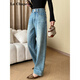 拉夏貝爾（La Chapelle）2025春裝好版型休閑時(shí)尚百搭垂順顯瘦高腰直筒牛仔褲闊腿拖地褲女 淺藍色(款) 常規 S -90-110斤