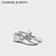 CHARLES&KEITH金屬圓扣兩穿平底瑪麗珍鞋七夕禮物CK1-70920166 Silver銀色 37 (235)