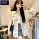 矜持范小香風(fēng)外套女ins潮格子高級(jí)感輕奢小眾慵懶風(fēng)千鳥(niǎo)格日系工裝夾克 薄款 白色-春秋[優(yōu)質(zhì)面料] S 60-85斤[高品質(zhì)]