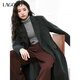 LAGOGO【100%羊毛】毛呢西服領(lǐng)大衣女拉谷谷2024冬季新款灰色外套 深灰色 L