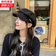槿城帽子女貝雷帽日系百搭春秋冬季八角帽顯臉小大頭圍藝術(shù)畫(huà)家帽8011 黑色