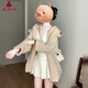 夏雨瑤中長款毛衣外套女2025春季新款韓系慵懶風高級感連帽針織開衫上衣 杏色毛衣 M 45/55kg