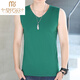 莫代爾純棉背心男士夏季V領(lǐng)無(wú)袖t恤純色運動(dòng)寬肩全棉打底汗衫坎肩健身潮 墨綠色 XL (140斤左右)