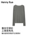 Henny Rue空調罩衫女春夏薄款清涼含蠶絲圓領(lǐng)透氣寬松防曬女士上衣長(cháng)袖T 麻灰色 均碼
