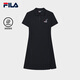 FILA 斐樂官方女子針織連衣裙2025夏新款時尚休閑純棉基礎(chǔ)POLO裙 傳奇藍-NV L 170/88A/L
