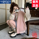莫代爾棒球服外套女2025春秋季新款加厚初高中學(xué)生寬松時尚韓版夾克上衣 粉色 M