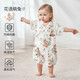 歐孕（OUYUN）嬰兒和尚服春夏季連體衣長(cháng)短袖竹棉新生嬰兒寶寶睡衣哈衣爬服 花語(yǔ)萌兔-短 90cm