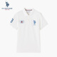 U.S. POLO ASSN.polo衫男夏季翻領t恤男短袖男士高端polo半袖男 純白色 L