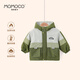 瑪米瑪卡男童加絨潮流拼色外套棉衣 深綠 110
