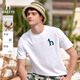 哈吉斯（HAZZYS）男裝 夏季休閑重磅大Logo寬松圓領(lǐng)短袖T恤男ASTZE0CBX70 白色WT L （175/96A 48）