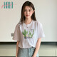 Halo QueenT恤女仙人掌卡通印花上衣夏季中長(cháng)款寬松短袖T恤H144T1720