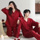 夢(mèng)米諾（MOOLMEYNO）紅色睡衣男女本命年情侶家居服春秋季雙層棉紗長(cháng)袖套裝可外穿 男A5133或女A6133【嬰兒棉紗】 L 女/身高160-165 體重105-120