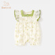 班喜迪嬰兒衣服夏裝薄款嬰幼兒寶寶連體衣百天公主超萌短袖哈衣爬服夏季 米色 73cm