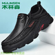 木林森男鞋2025冬冬新款戶外百搭休閑鞋厚底大頭皮鞋男英倫透氣登山鞋男 V7331008-黑色 40