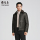 雅戈爾（YOUNGOR）真皮皮衣男士秋冬中青年毛領(lǐng)皮衣鵝絨內膽溫暖舒適商場(chǎng)同款 黑色YPYX415479AFA L 175/96A
