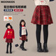 moonkids女童紅色褲裙假兩件秋冬兒童加絨加厚打底褲子過(guò)年服冬裝圣誕裙褲 2201紅色加絨褲裙 110 cm
