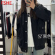 FSHE2025夏秋季薄款韓版飛行員夾克外套女休閑棒球服寬松情侶款上衣女 黑色[韓系休閑外套 M 適合95-110斤