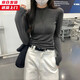 槿城德絨T恤半高領(lǐng)拉鏈上衣女春季秋冬2025設計感魚(yú)骨長(cháng)袖內搭打底衫 深灰色 T9079 L 推薦（105-120斤）