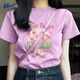 回力國風短袖女t恤夏季2025年新款少女粉大碼胖mm好看純棉半袖體恤衫