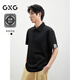 GXG男裝 休閑polo衫男士紋理翻領(lǐng)短袖T恤25年夏新品#G25D242020 黑色 L