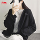李寧外套春秋款女針織開(kāi)衫女上衣2026春季顯瘦休閑寬松大碼運動(dòng)服 經(jīng)典黑(2.0)棉質(zhì)款 L /175