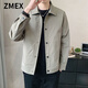 ZMEX行政夾克男春秋季男裝單層外套男士工裝上衣商務(wù)休閑外套男士舒適 J03淺灰色(紐扣款） XL