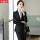 伊婭莎職業(yè)西裝套裝女氣質(zhì)商務(wù)面試白領(lǐng)正裝西服銀行前臺經(jīng)理工裝工作服 (常規)黑色西裝+西褲 L 建議100-110斤