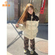派吉鯊時(shí)尚復古美式拼接撞色字母羽絨棉服女冬oversize面包服棉衣潮chic 米白色【版加厚】 M 【100-110斤】