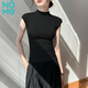 NOMe螺紋半高領(lǐng)背心女春夏新款修身顯瘦百搭打底無(wú)袖上衣 黑色 XL 