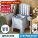 戀戀吾居可移動(dòng)坐便器移動(dòng)馬桶老人坐便椅便攜式成人孕婦床邊臥室坐便凳 馬桶凳（棉座軟圈+2個(gè)內桶）藍色