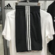 阿迪達斯 （adidas）短褲男褲2025夏季新款運動(dòng)褲針織褲時(shí)尚透氣舒適寬松休閑褲五分褲JI7008黑色純棉XL