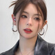 妙奕嘉素圈耳環(huán)女款高級(jí)感耳飾圈圈金屬?gòu)?fù)古圓耳圈氣質(zhì)水滴耳圈小眾生日 金屬冷淡風(fēng)銀色水滴素圈耳環(huán)