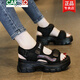 卡帝樂(lè )鱷魚(yú)（CARTELO）老爹涼鞋女2025年夏季新款厚底松糕鞋網(wǎng)紅運動(dòng)羅馬沙灘休閑女鞋子 黑色 37
