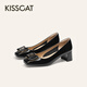 KISSCAT2025年春季都市時裝時尚方頭淺口單鞋KA65129-11 黑色 牛漆皮 37