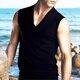 拓品 純棉v領(lǐng)寬肩背心男無(wú)袖打底衫夏季運動(dòng)上衣服健身緊身坎肩汗背心 黑色 S /165（歐版）