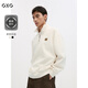 GXG男裝  多色絞花面料復古壓花精致翻領(lǐng)衛衣男上衣 秋季新 米色 L
