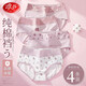 浪莎4條女士?jì)妊澕兠抟d高腰大碼棉質(zhì)面料提臀卡通少女學(xué)生三角短褲頭 1653-玫瑰純棉4色4條裝 165/90(L)