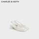 CHARLES&KEITH方頭粗跟蝴蝶結(jié)涼鞋芭蕾舞鞋七夕禮物CK1-60361560 Chalk粉白色 38 （245）
