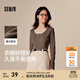 森馬長(cháng)袖T恤女短款撞色打底衫簡(jiǎn)約風(fēng)秋季假兩件修身衣服顯瘦百搭 深咖啡50954 M