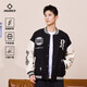 準者棒球服外套春冬新款男女美式復古PU袖刺繡潮流百搭寬松運動(dòng)夾克男 純正黑 【常規款】 XL (180)