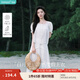 茵曼（INMAN）【苧麻】章若楠同款法式花邊女裝方領(lǐng)襯衫2025夏季新款短袖上衣 珍珠白 M